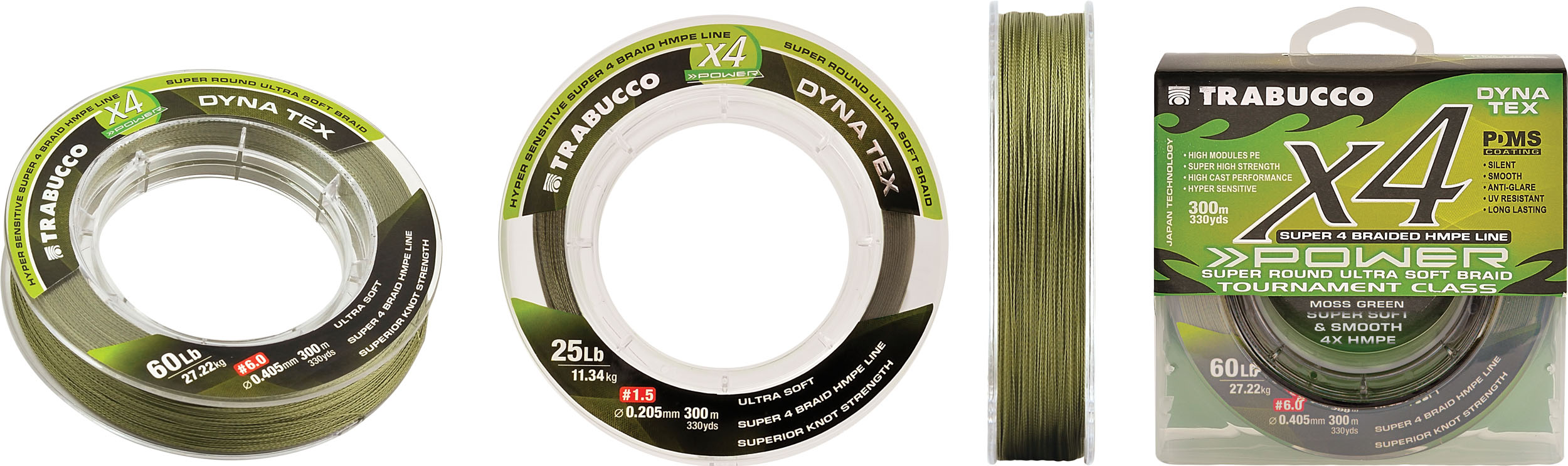 Trabucco Dyna Tex X4 Power 150m 0.235mm MOSS GREEN